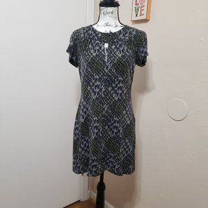 Green, Gray & Black Snake Print Mini Dress by Trina Turk Size 4